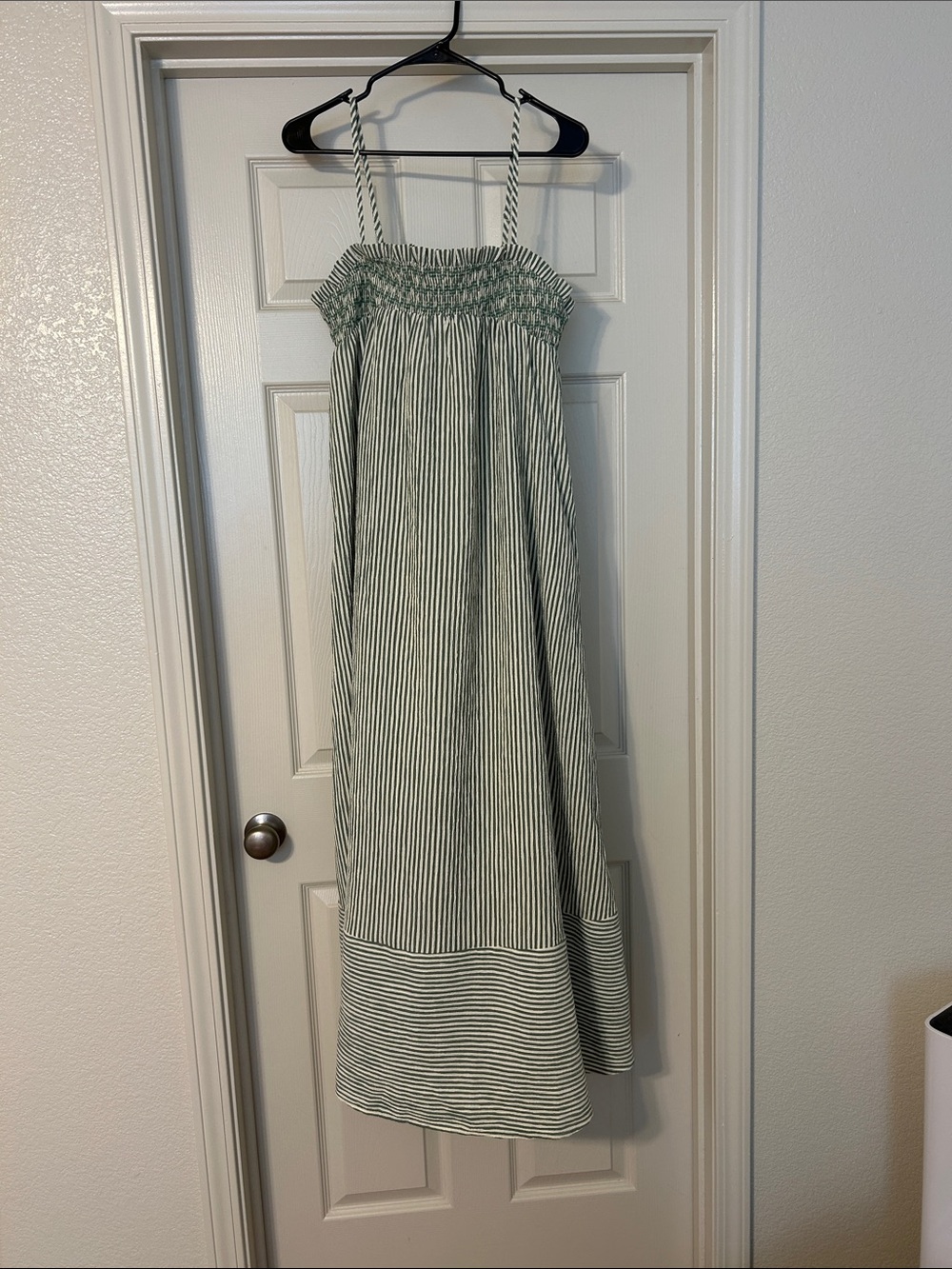 Olive & Cream Pin Striped Maxi Dress
